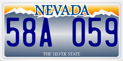 NV license plate 58A059