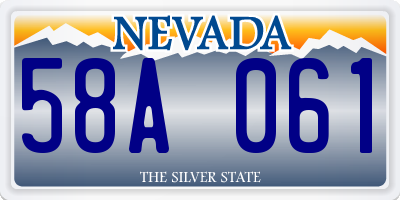 NV license plate 58A061