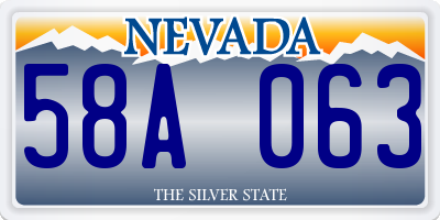 NV license plate 58A063