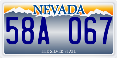 NV license plate 58A067