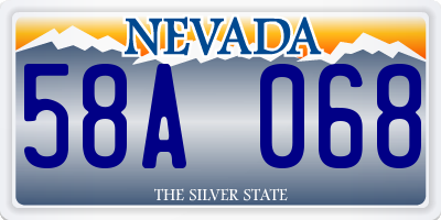 NV license plate 58A068