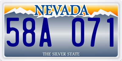 NV license plate 58A071