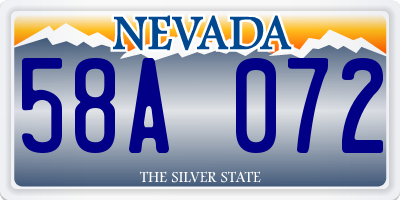 NV license plate 58A072