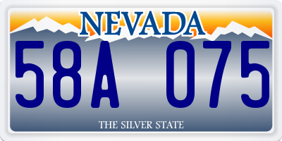 NV license plate 58A075