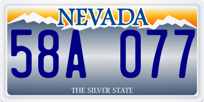 NV license plate 58A077