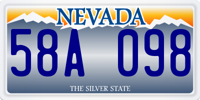 NV license plate 58A098