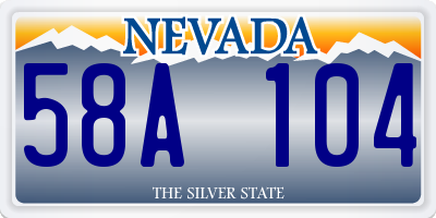 NV license plate 58A104