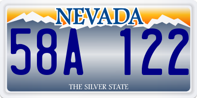NV license plate 58A122