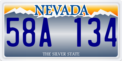 NV license plate 58A134