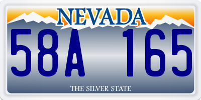NV license plate 58A165