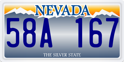 NV license plate 58A167