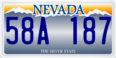 NV license plate 58A187