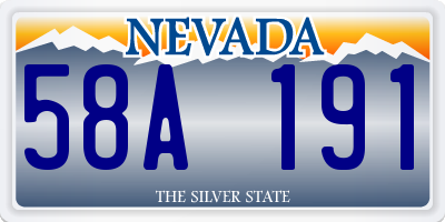 NV license plate 58A191