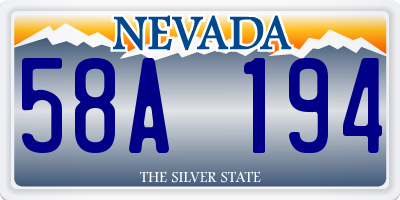 NV license plate 58A194