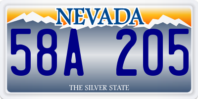 NV license plate 58A205