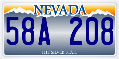 NV license plate 58A208