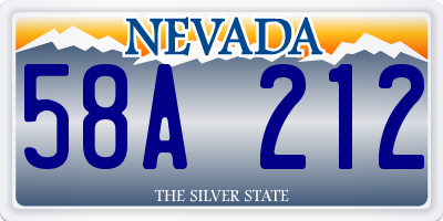 NV license plate 58A212