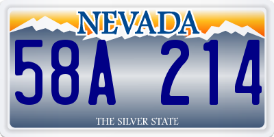 NV license plate 58A214