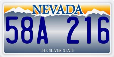 NV license plate 58A216