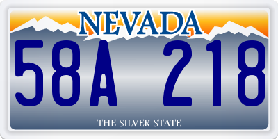 NV license plate 58A218