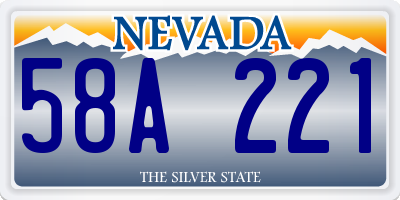 NV license plate 58A221