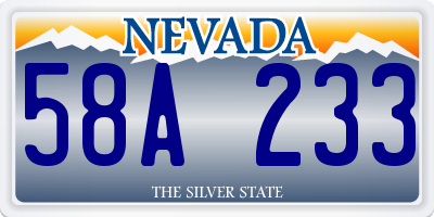 NV license plate 58A233