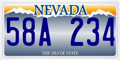 NV license plate 58A234
