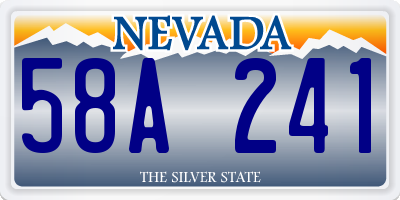 NV license plate 58A241