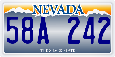 NV license plate 58A242