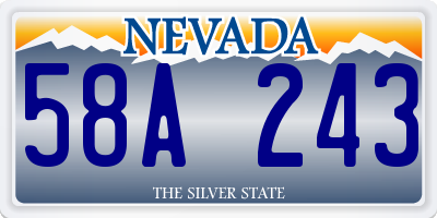 NV license plate 58A243