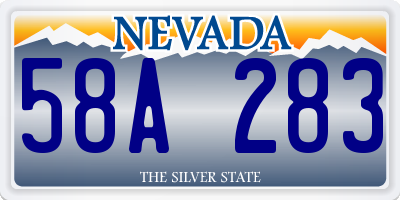 NV license plate 58A283