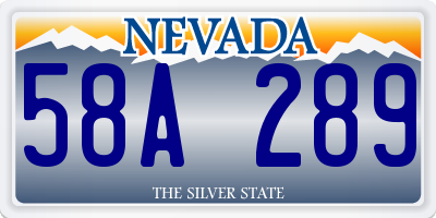 NV license plate 58A289