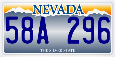 NV license plate 58A296