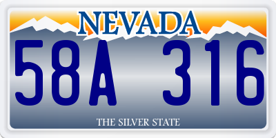 NV license plate 58A316