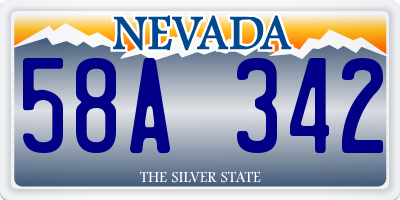 NV license plate 58A342