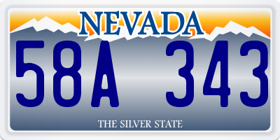 NV license plate 58A343