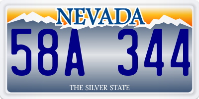 NV license plate 58A344