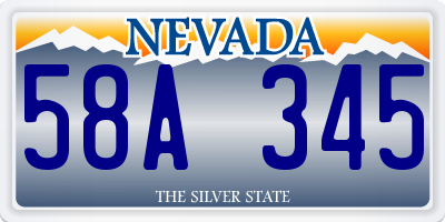 NV license plate 58A345