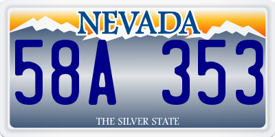 NV license plate 58A353