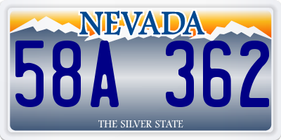 NV license plate 58A362