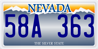 NV license plate 58A363