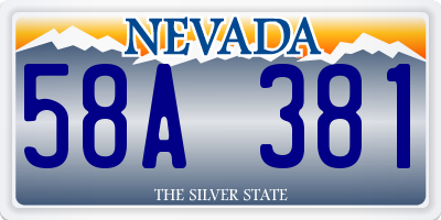 NV license plate 58A381