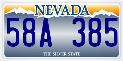 NV license plate 58A385