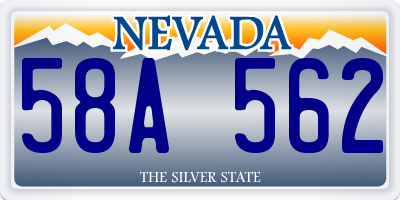 NV license plate 58A562