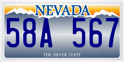 NV license plate 58A567