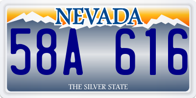 NV license plate 58A616