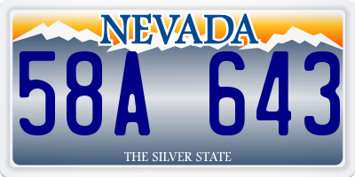 NV license plate 58A643