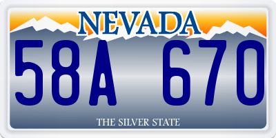 NV license plate 58A670