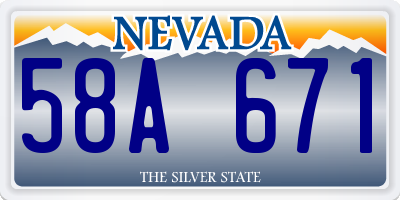 NV license plate 58A671