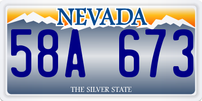 NV license plate 58A673